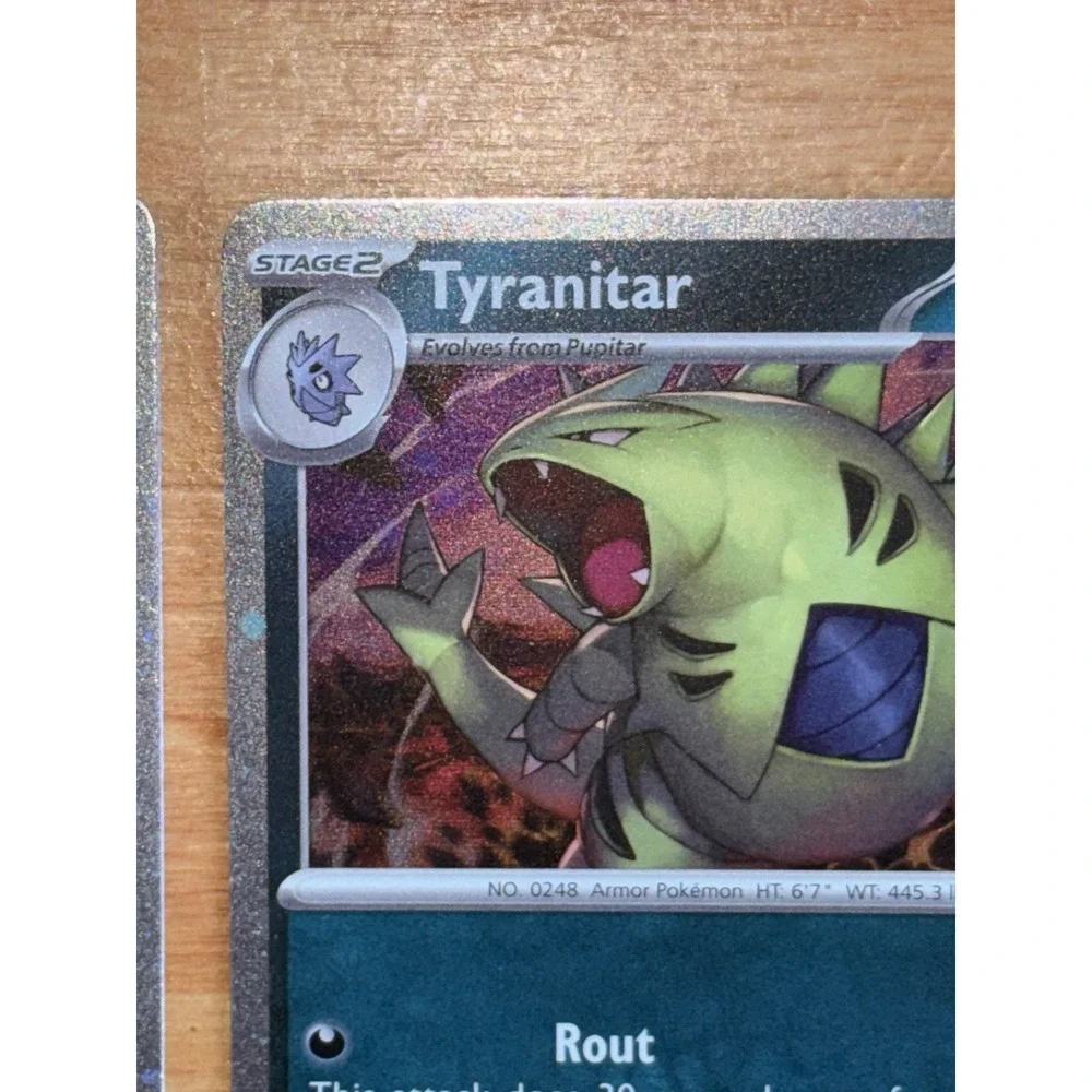 Pokémon Paldea Evolved Tyranitar 135/193 Cosmos Holo + R Holo Larvitar & Pupitar